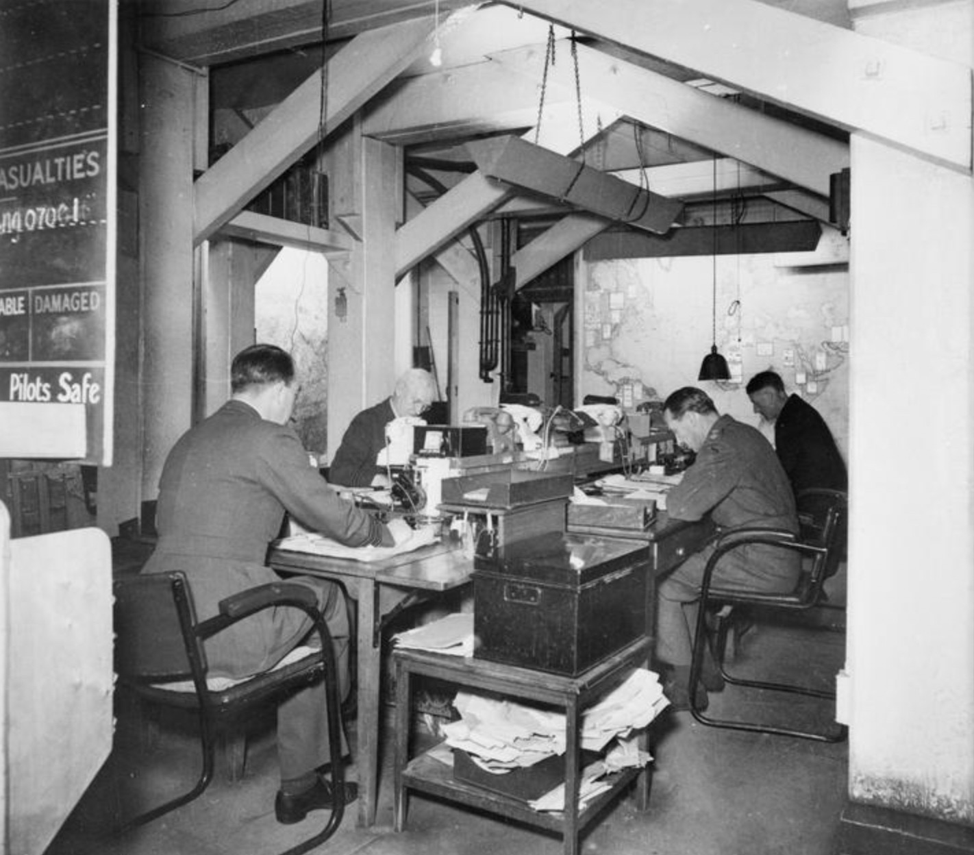 The Map Room of the Cabinet War Rooms in use. 